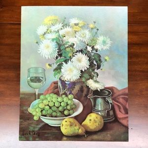 HENK BOS Vintage Floral Still Life Lithograph Print Studies In Oil Signed